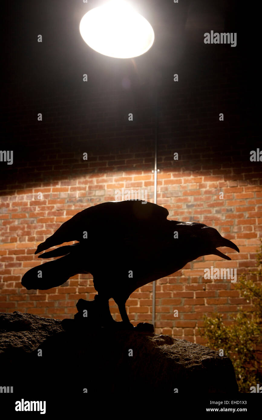 Sculpture en bronze de Raven par artiste Christine Kosiba - Brevard, North Carolina, États-Unis Banque D'Images