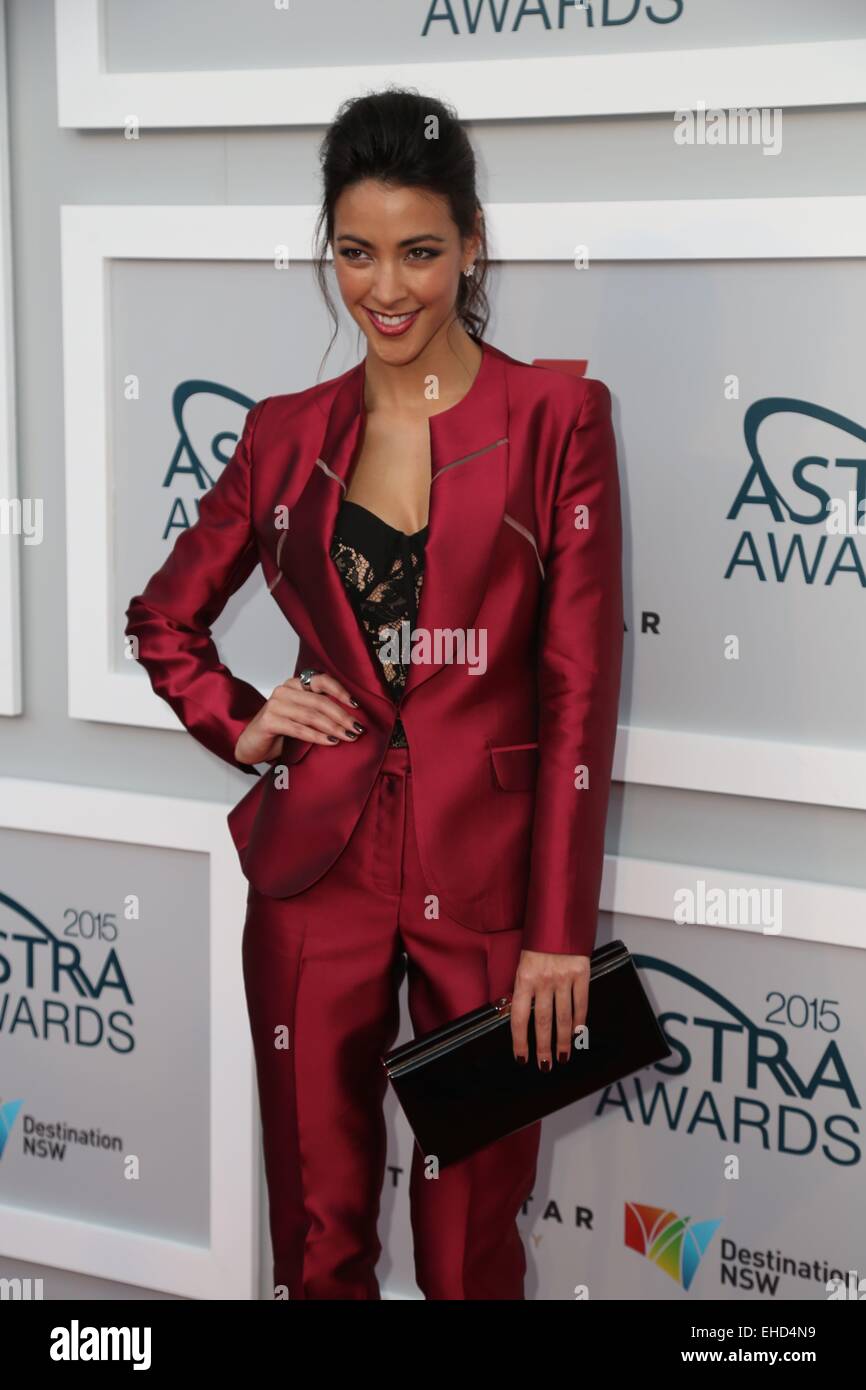 Sydney, Australie. 12 mars 2015. L'ASTRA Prix reconnaissent les meilleurs dans la télévision par abonnement. Les célébrités sont arrivés sur le tapis rouge à l'étoile à Sydney, Australie. Sur la photo, Fox Sports Dimanche Tara hôte Shootout Rushton. Crédit : Richard Milnes/Alamy Live News Banque D'Images