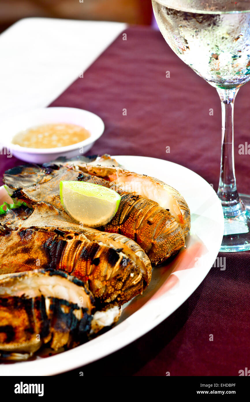 Cigales de mer frits sur grill Banque D'Images