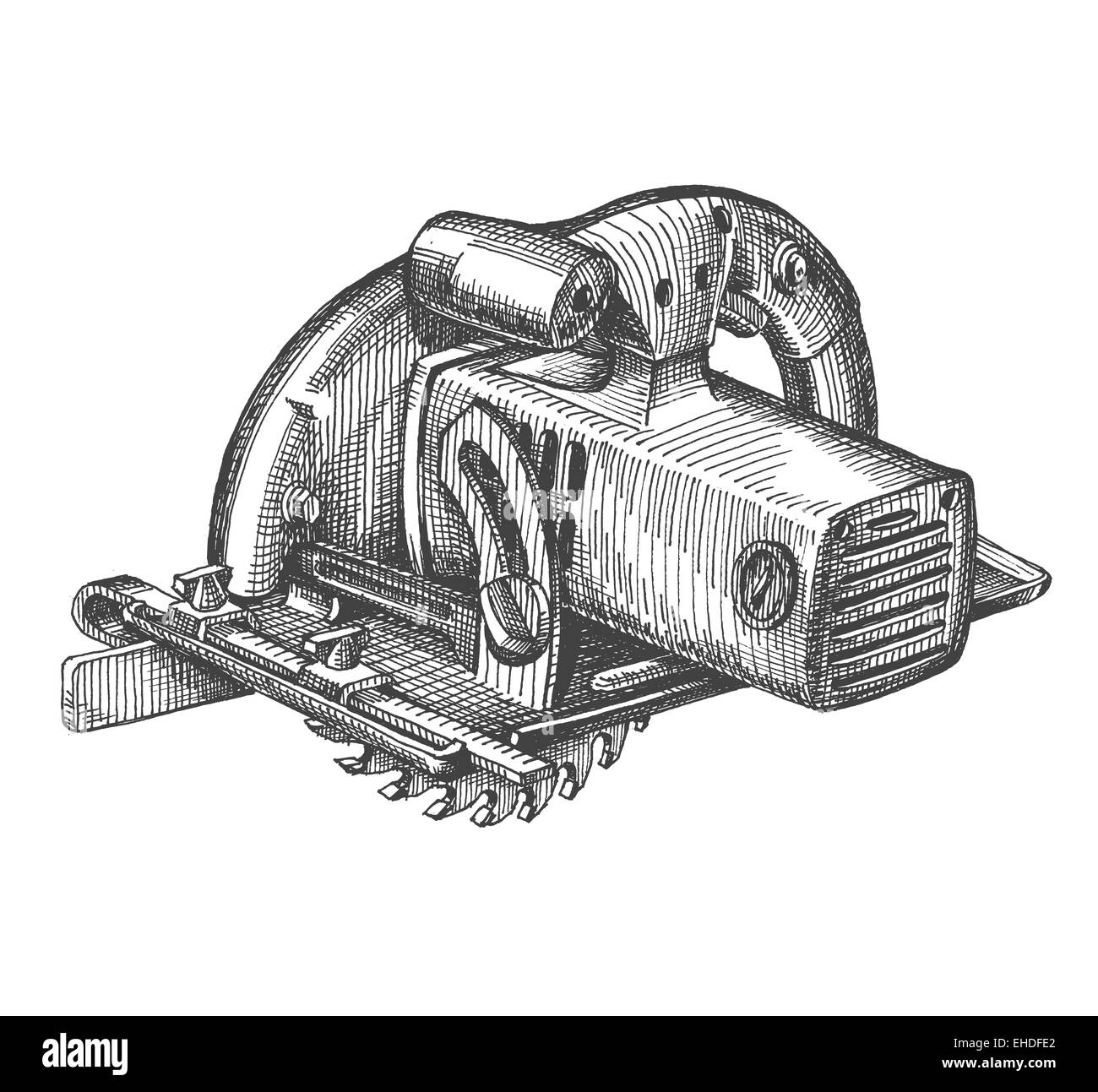 Vu circulant logo vector modèle. outils ou l'icône de la menuiserie. Banque D'Images