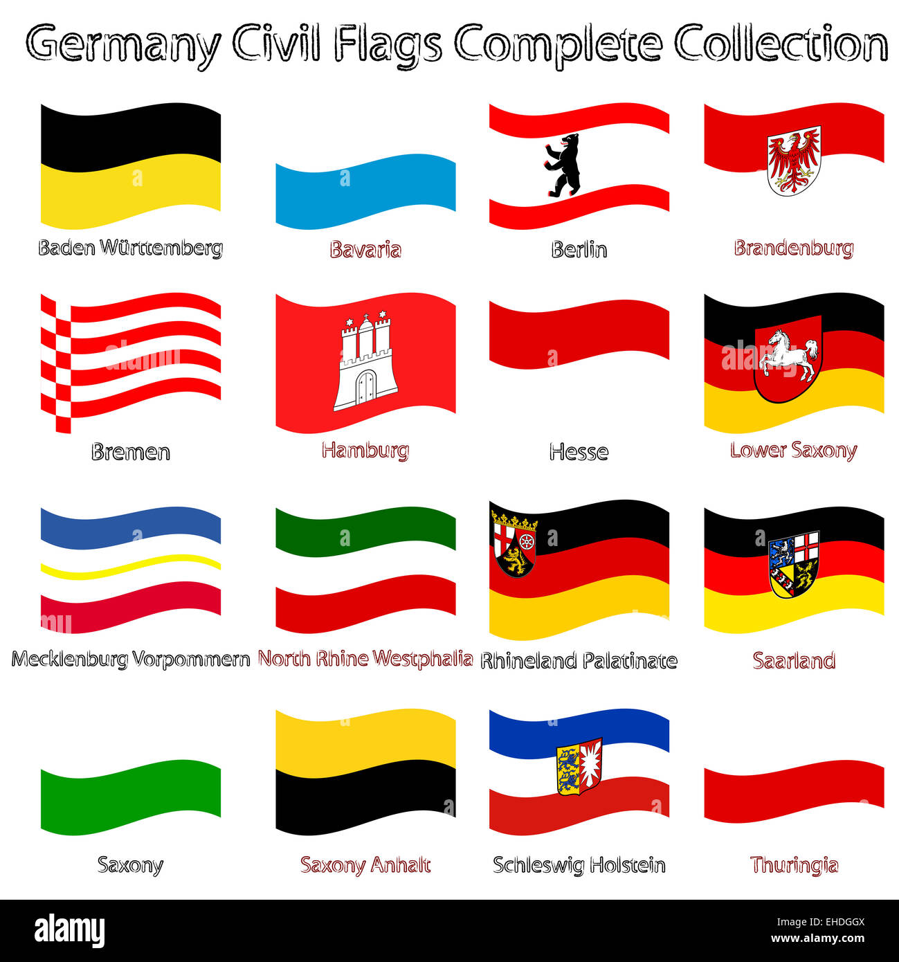 Allemagne collection drapeaux civile contre white Banque D'Images