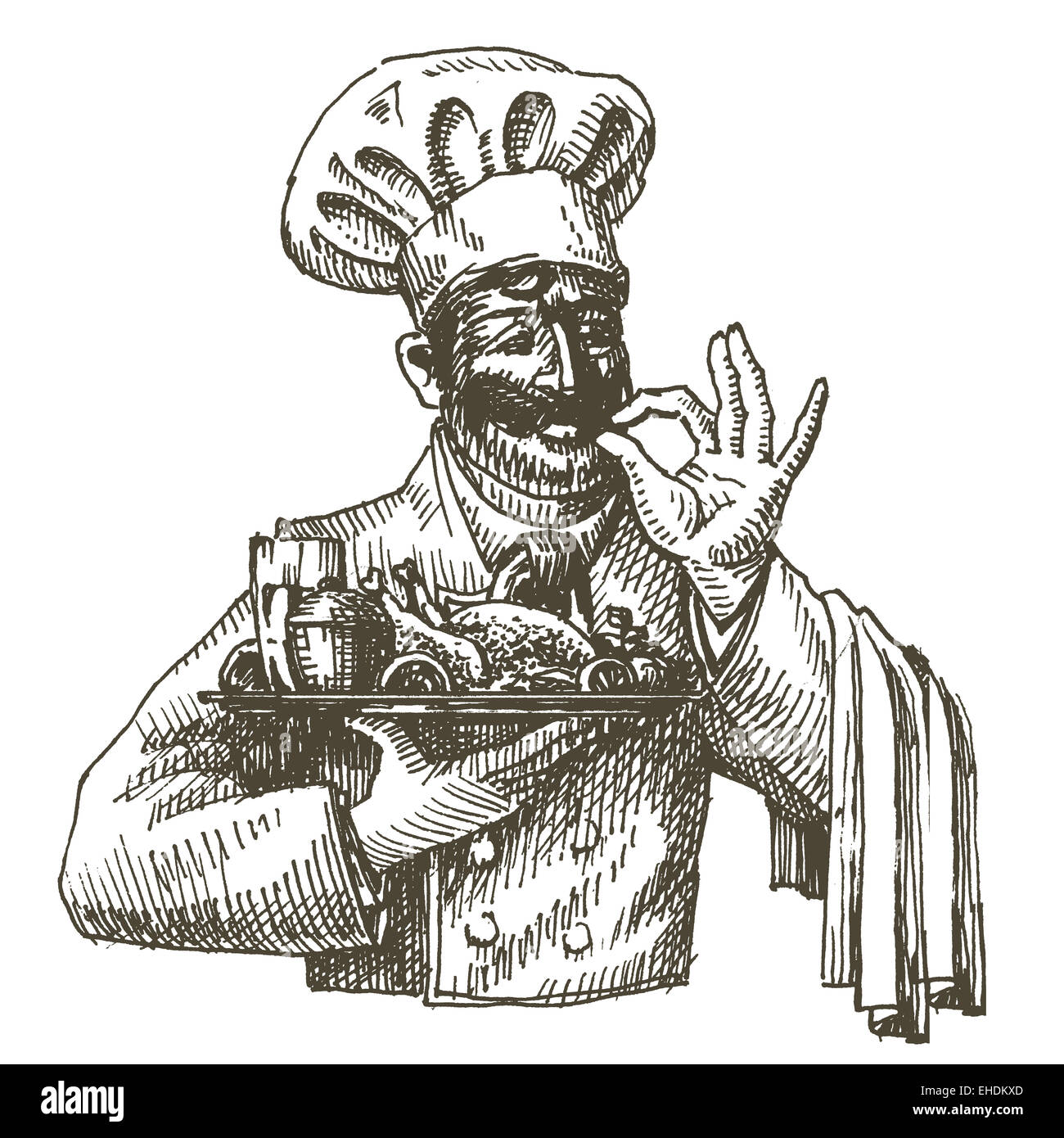 Chef cuisinier, logo vector modèle. La nourriture fraîche ou l'icône de cuisson. Banque D'Images