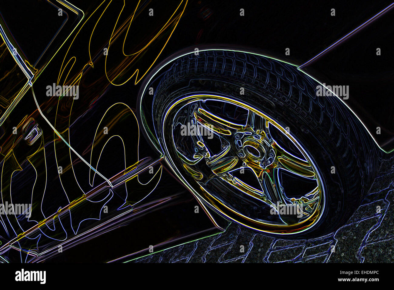 Néon roue dérive Banque D'Images