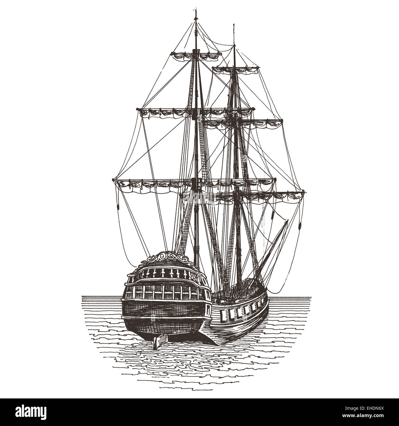 Modèle de conception de logo vector navire frégate. ou voyage icône. Banque D'Images