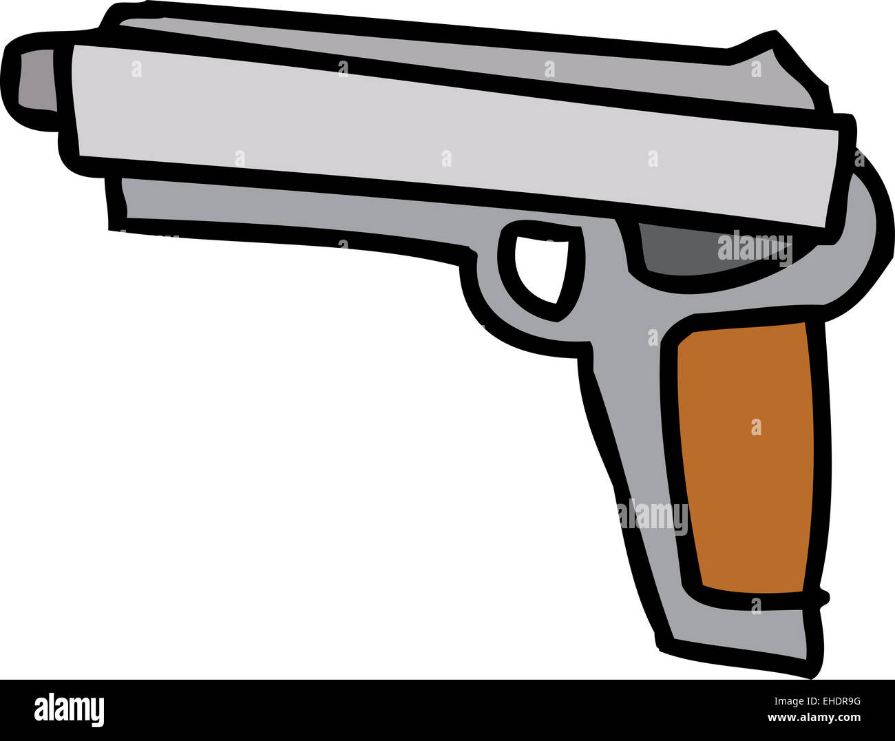 Seul hand drawn cartoon pistolet automatique cocking Banque D'Images