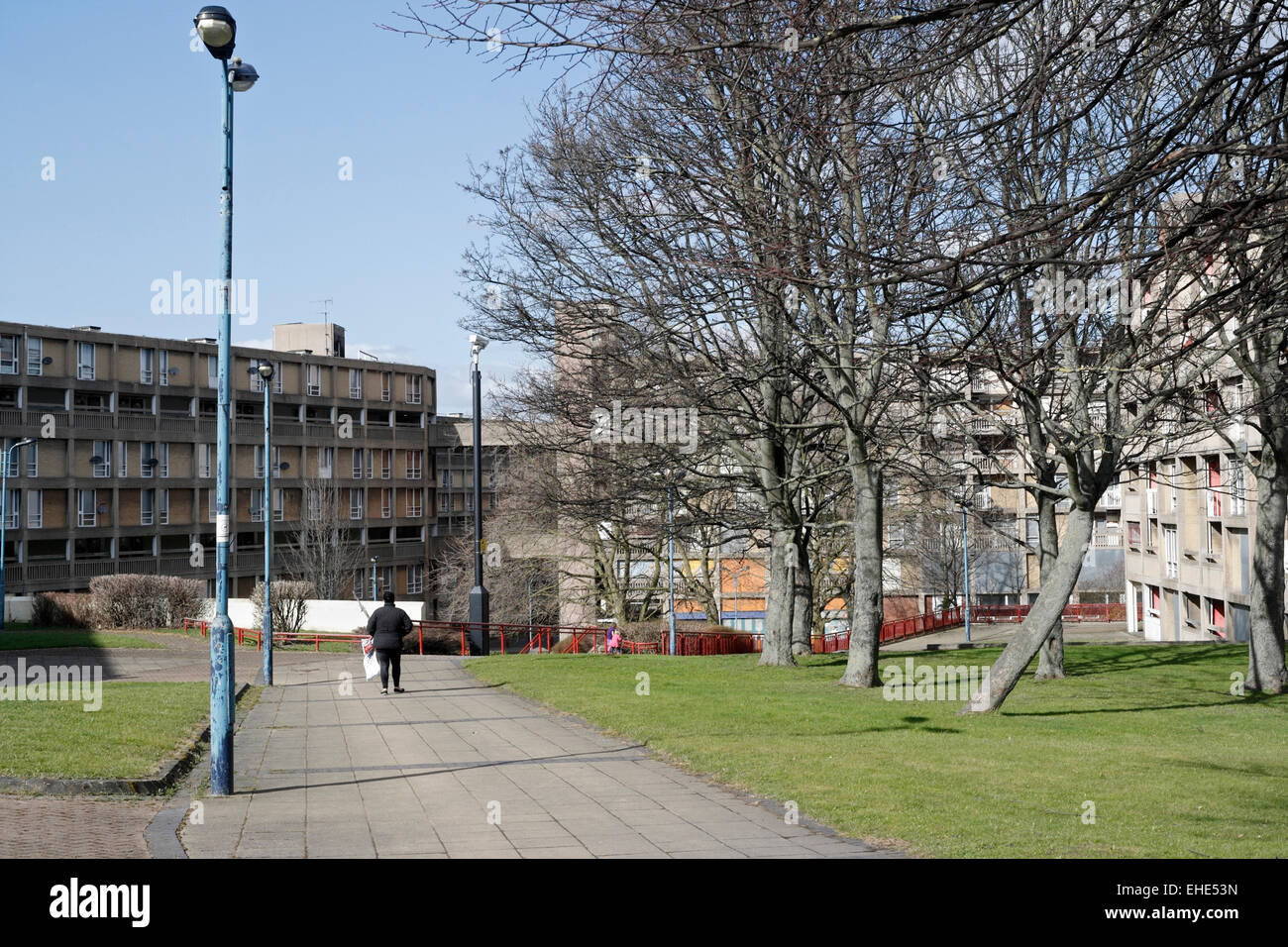 Park Hill appartements, logement social et immobilier bâtiment de Sheffield, maintenant tout vide. Banque D'Images