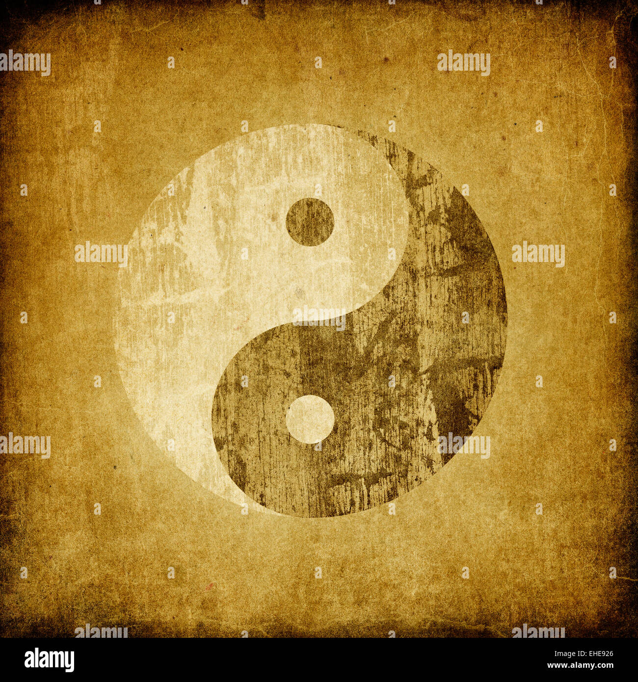 Grunge fond symbole Yin Yang. Banque D'Images