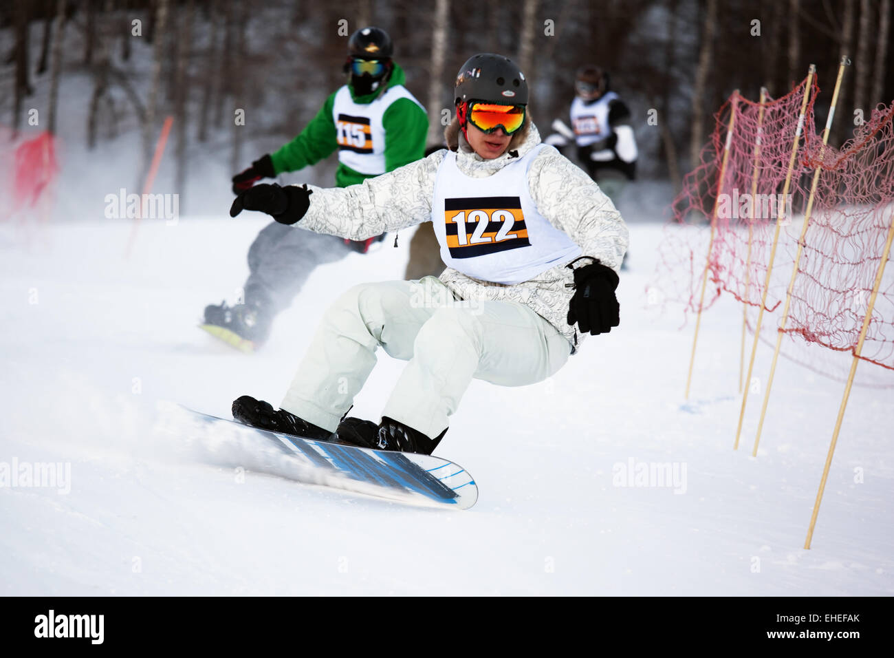 L'hiver ski et la concurrence bordercross Banque D'Images