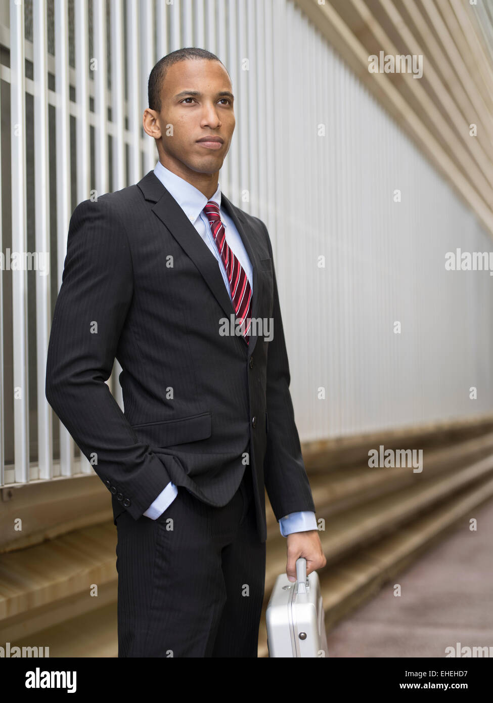 Businessman with aluminium aluminium Zero Halliburton Porte-documents Banque D'Images