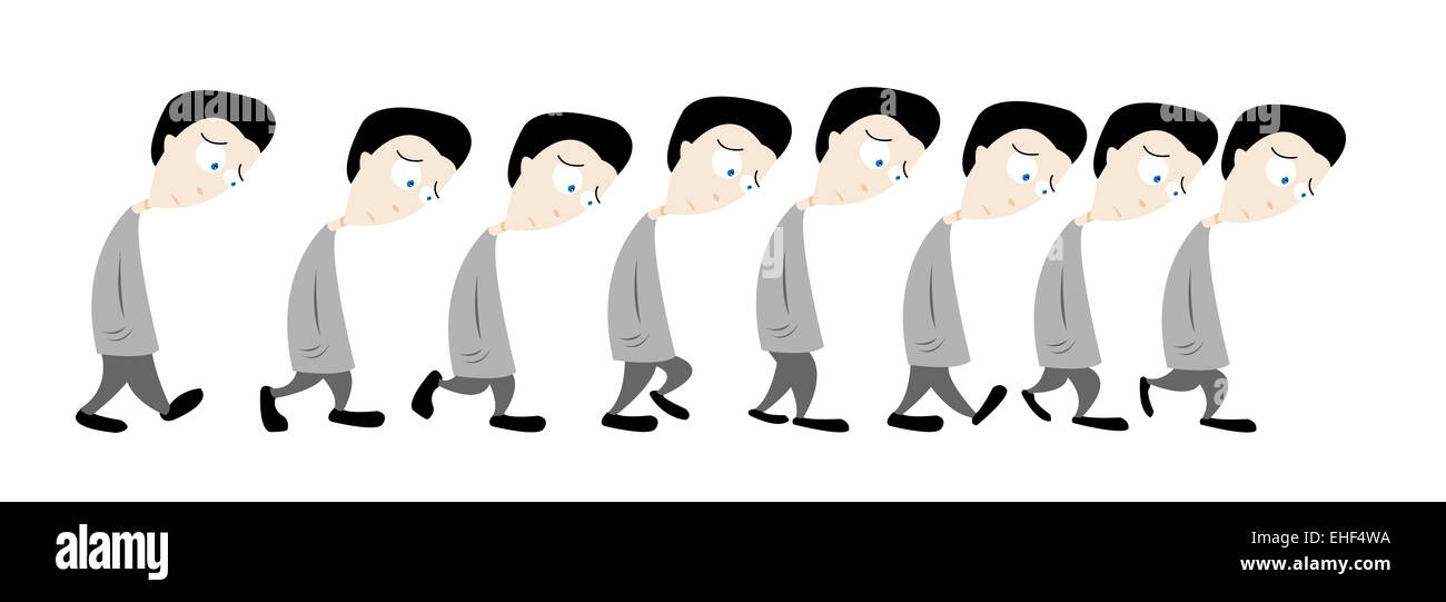 Homme triste qui marche Banque D'Images