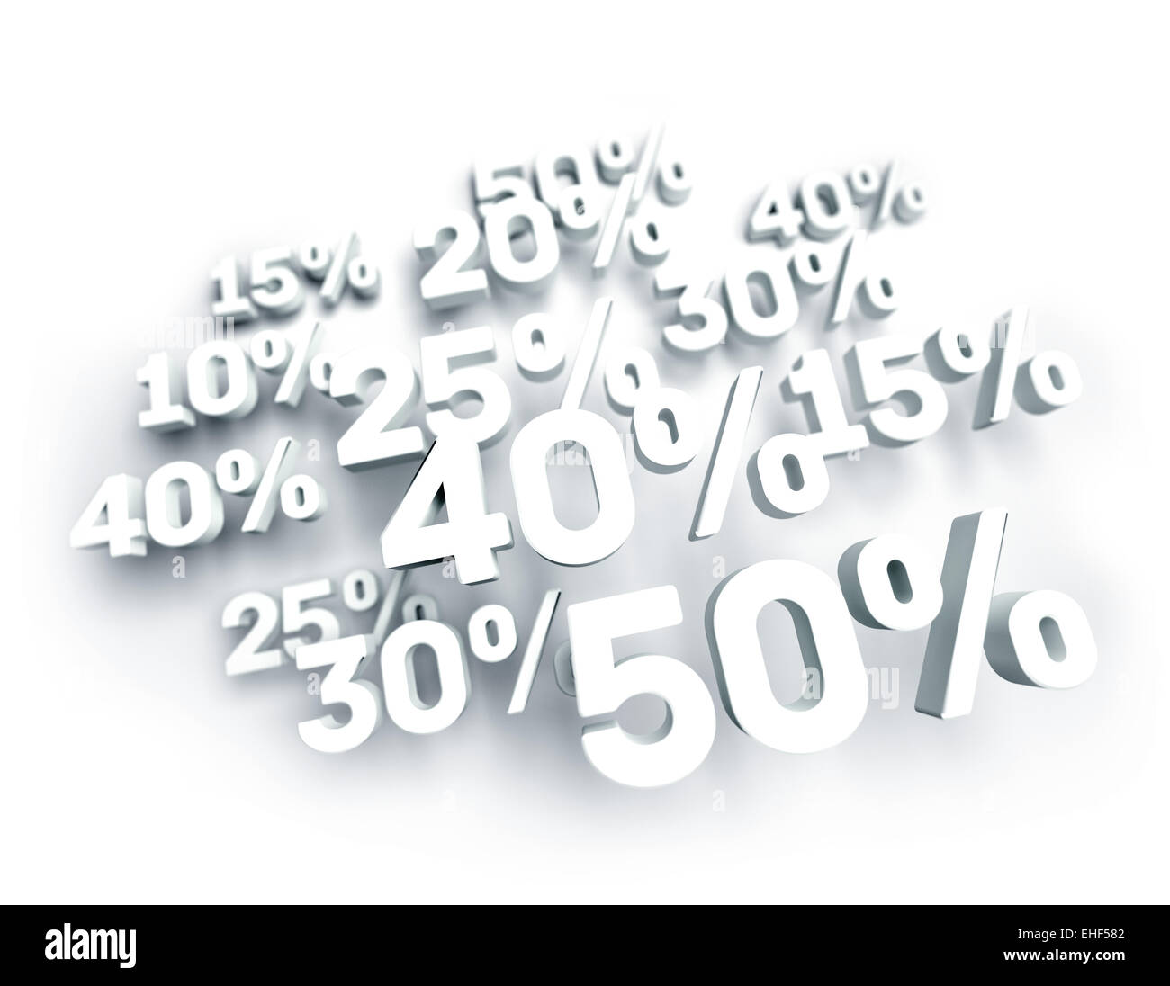 3D White Nombre Pourcentage isolated on white Banque D'Images