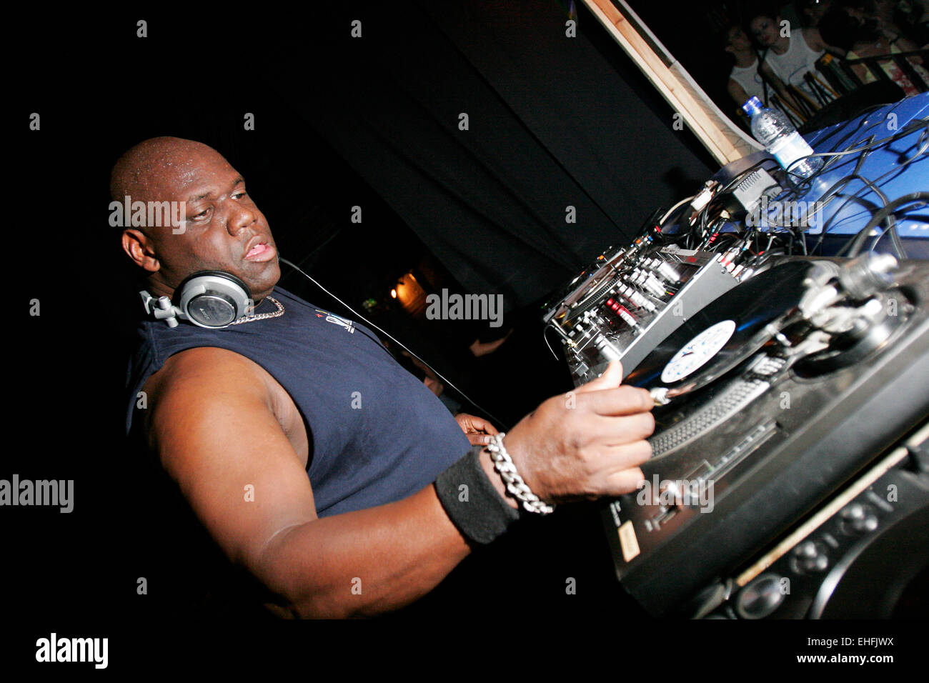 Dj Carl Cox au ciel de Londres. Banque D'Images