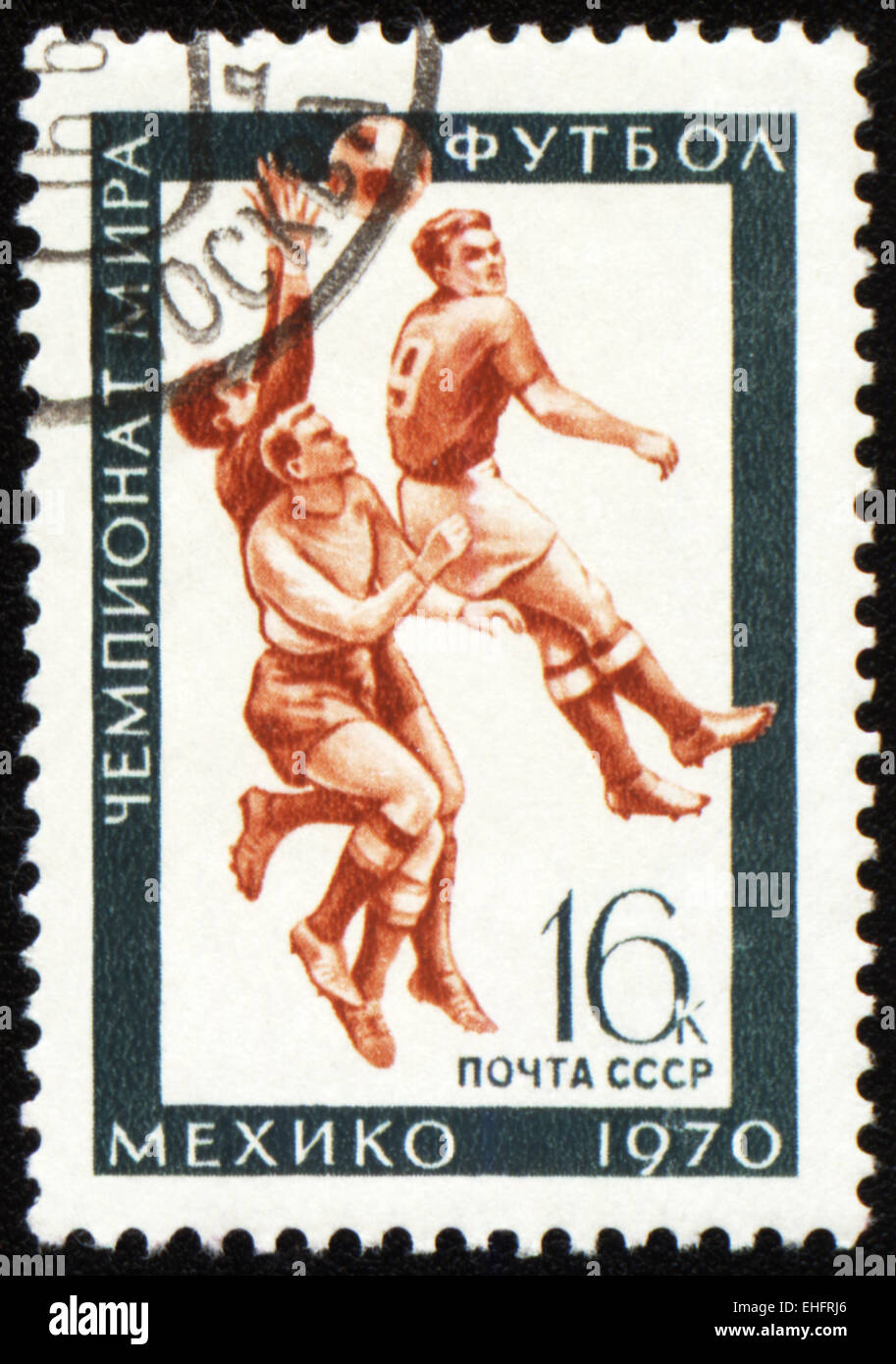 Urss - circa 1970 : timbre imprimé dans l'URSS montre du monde - Mexique 1970 Banque D'Images