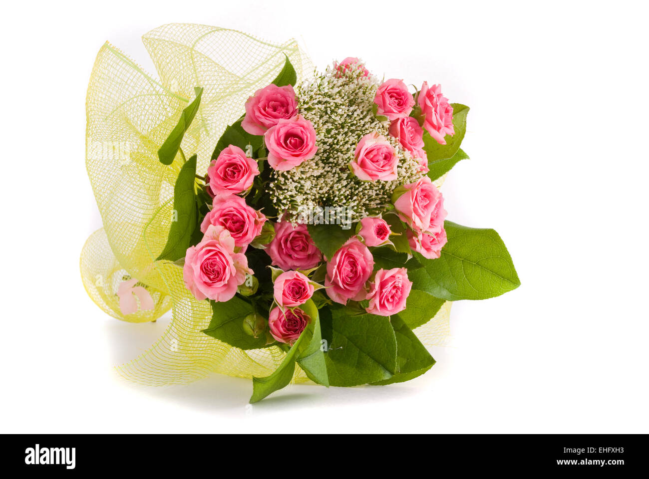 Bouquet de belles roses sur fond blanc Banque D'Images