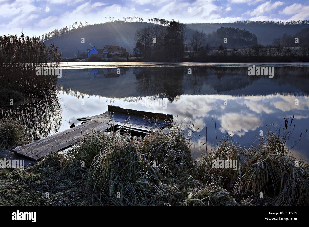 Lac Baerenthal, Lorraine, France Banque D'Images