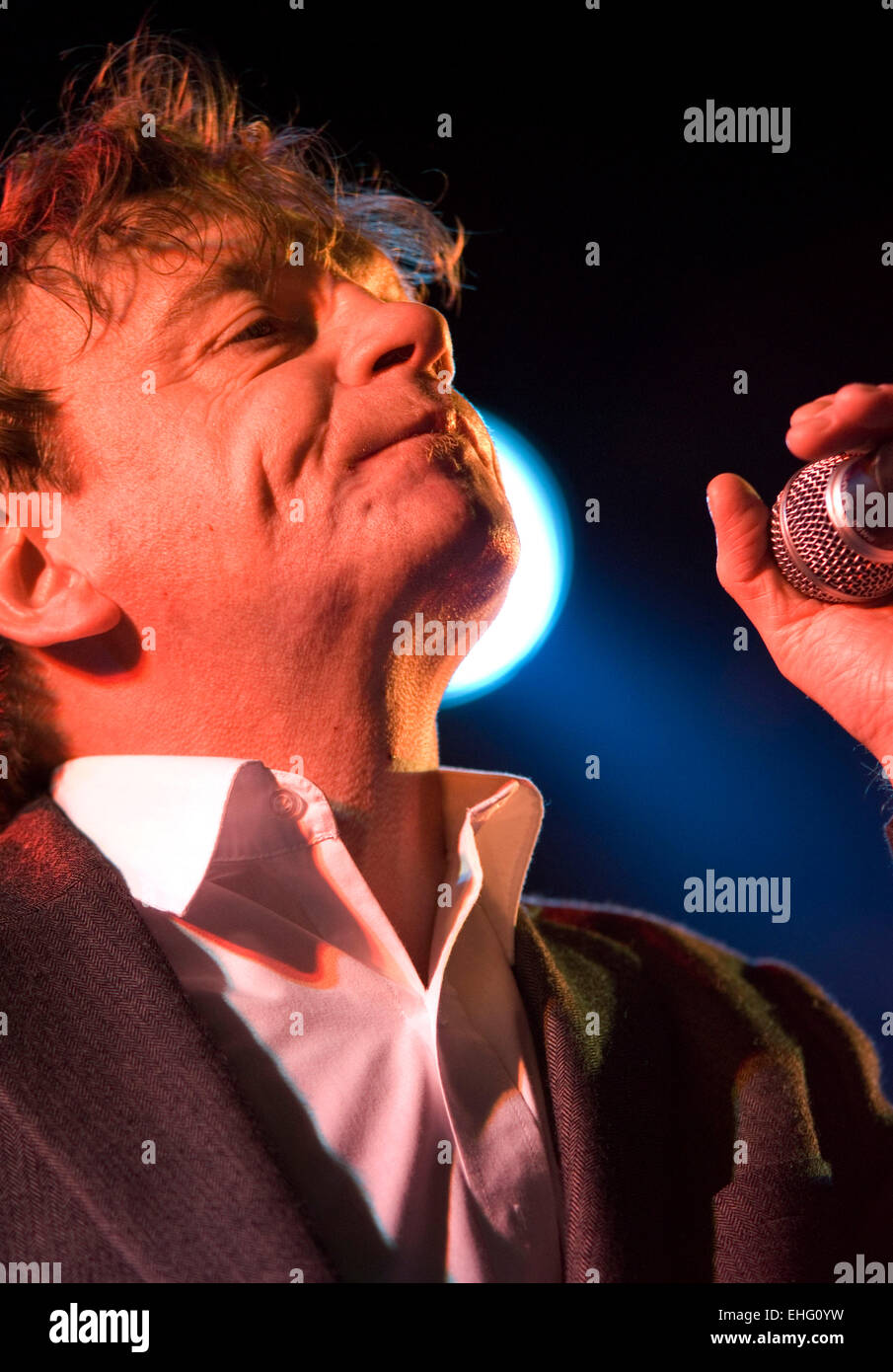 Chanteur Mark E Smith de UK punk de l'automne sur l'étape de Crawdaddy à l'Electric Picnic Festival de musique Boutique Irlande. Banque D'Images