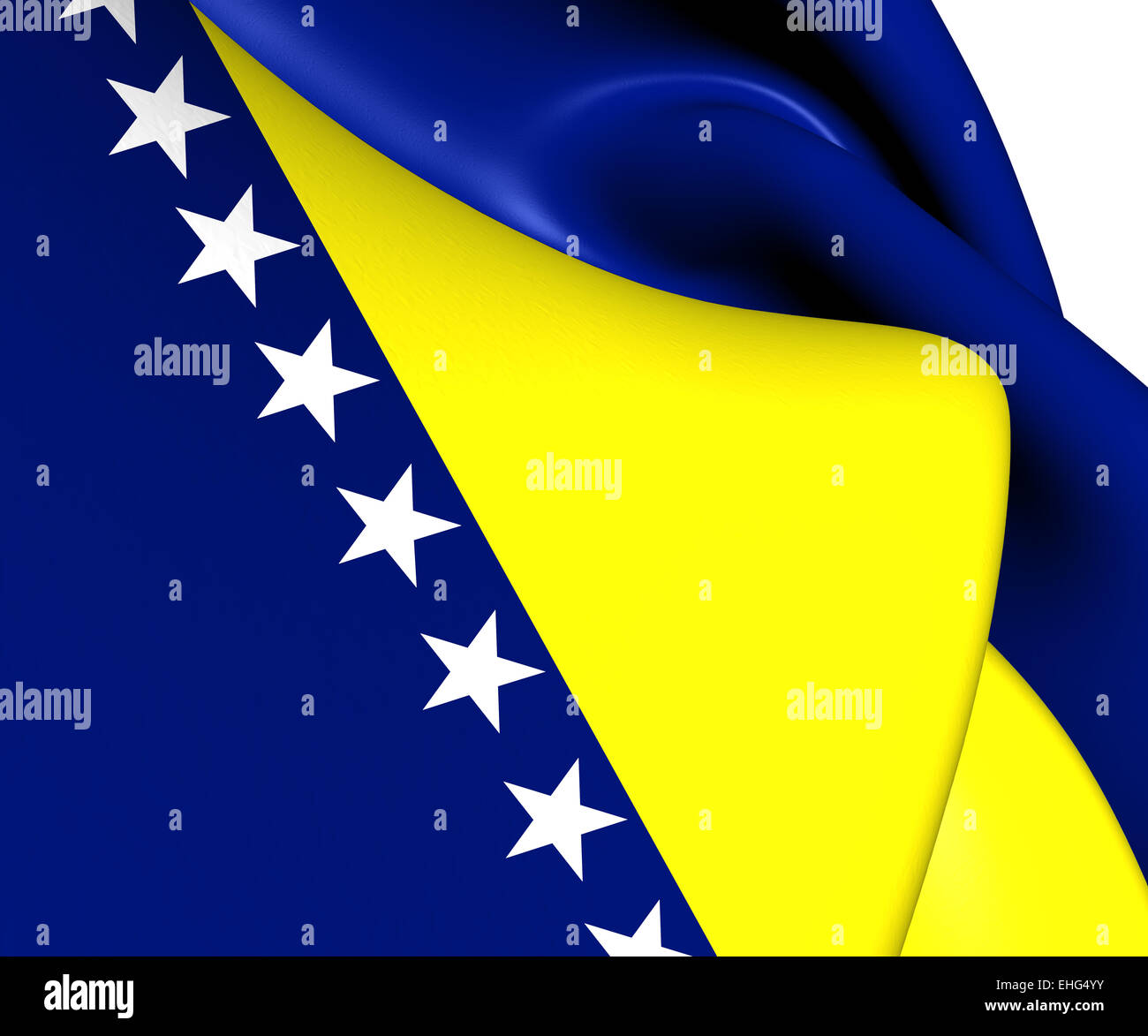 Drapeau de la Bosnie-Herzégovine. Close Up. Banque D'Images