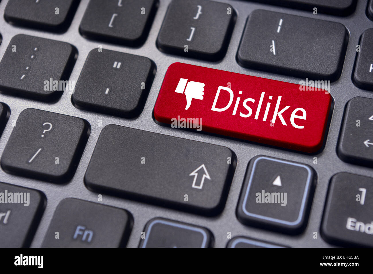 N'aime pas message sur le bouton du clavier, social media concepts Banque D'Images