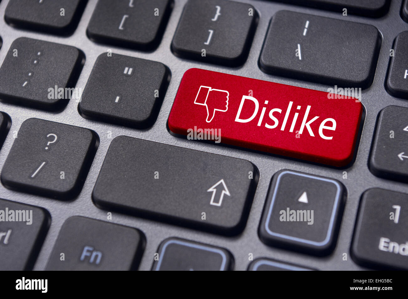 N'aime pas message sur le bouton du clavier, social media concepts Banque D'Images