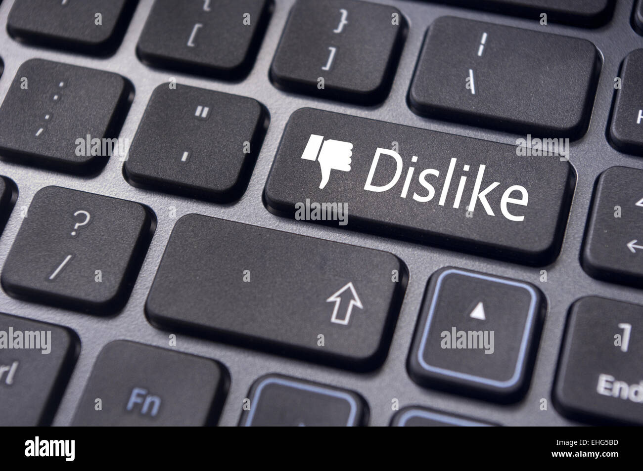 N'aime pas message sur le bouton du clavier, social media concepts Banque D'Images