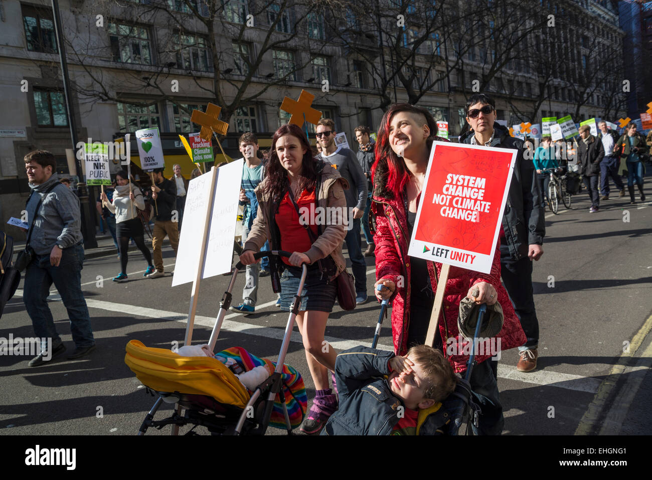 Campagne contre le changement climatique, démonstration de Londres, 7 mars 2015, UK Banque D'Images