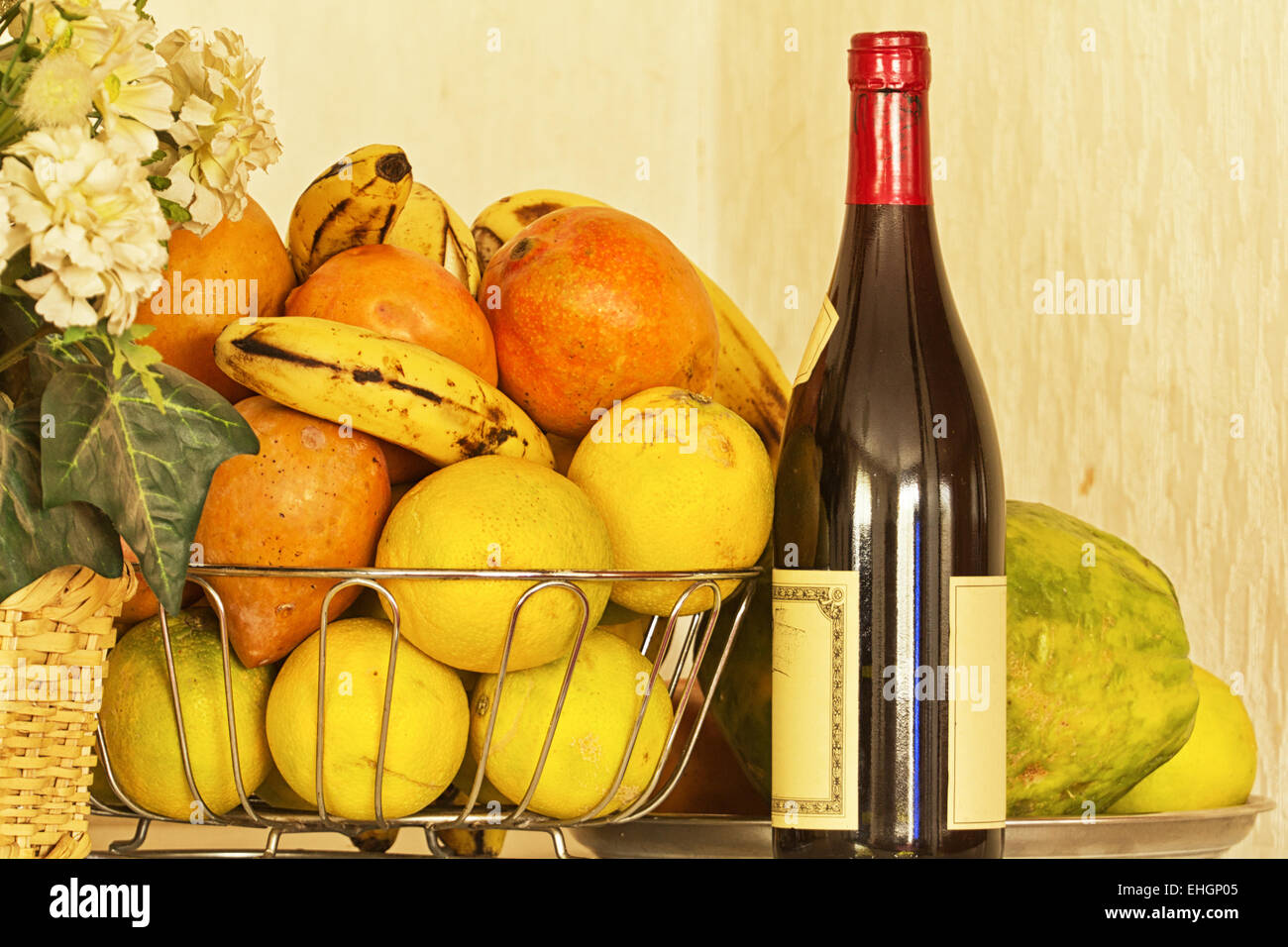 Fruits et vin Banque D'Images