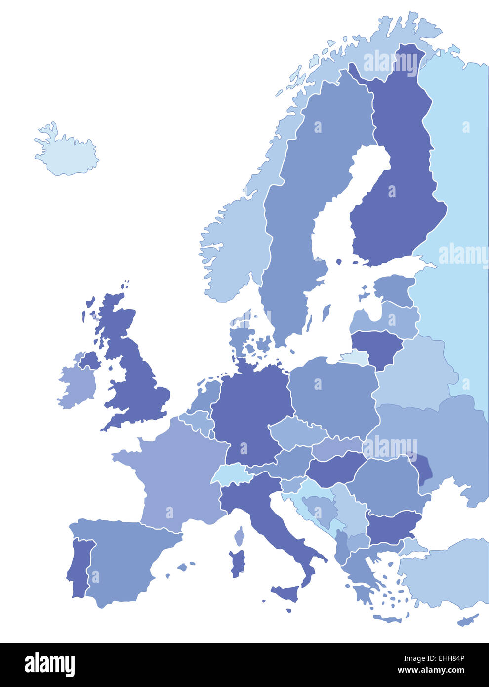 Couleur Pays Carte de l'Europe Banque D'Images