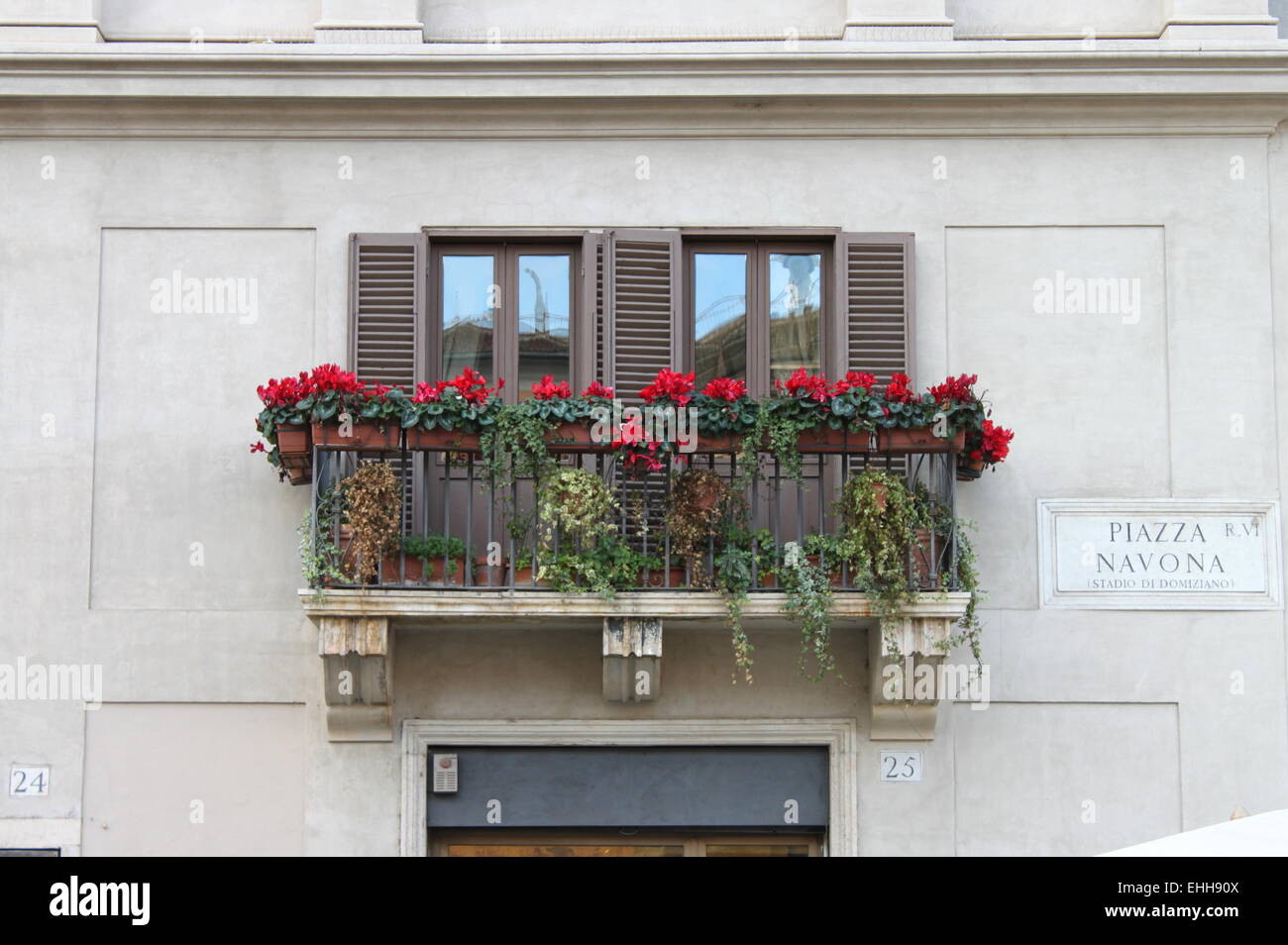 Balcon Renaissance dans la place Navona Banque D'Images