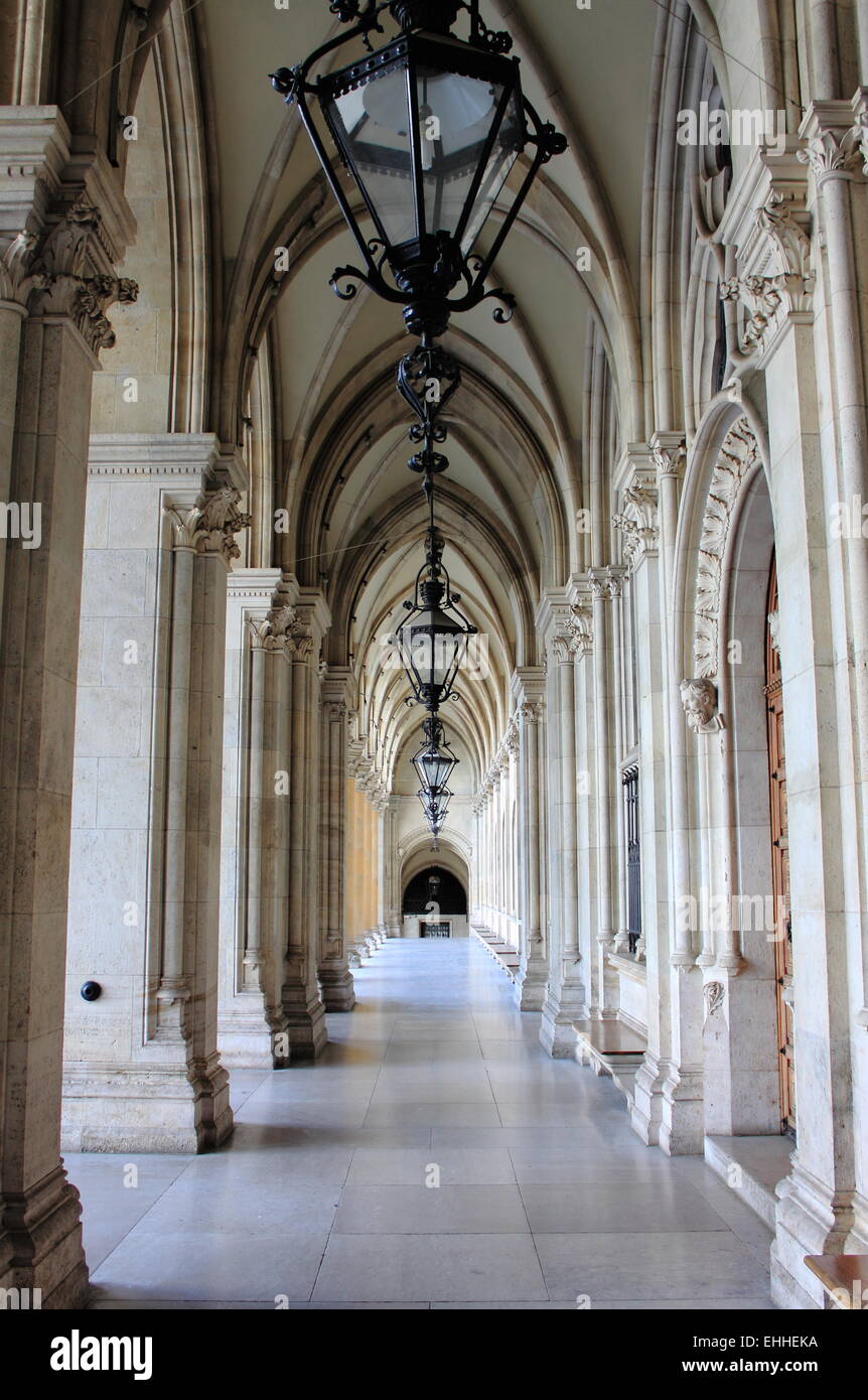 Colonnade en édifice de l'hôtel de ville de Vienne Banque D'Images