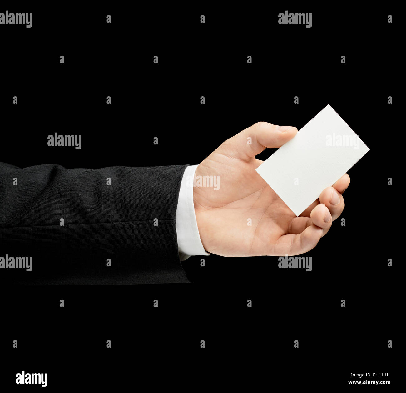Homme de race blanche dans la main d'un tailleur isolé Banque D'Images