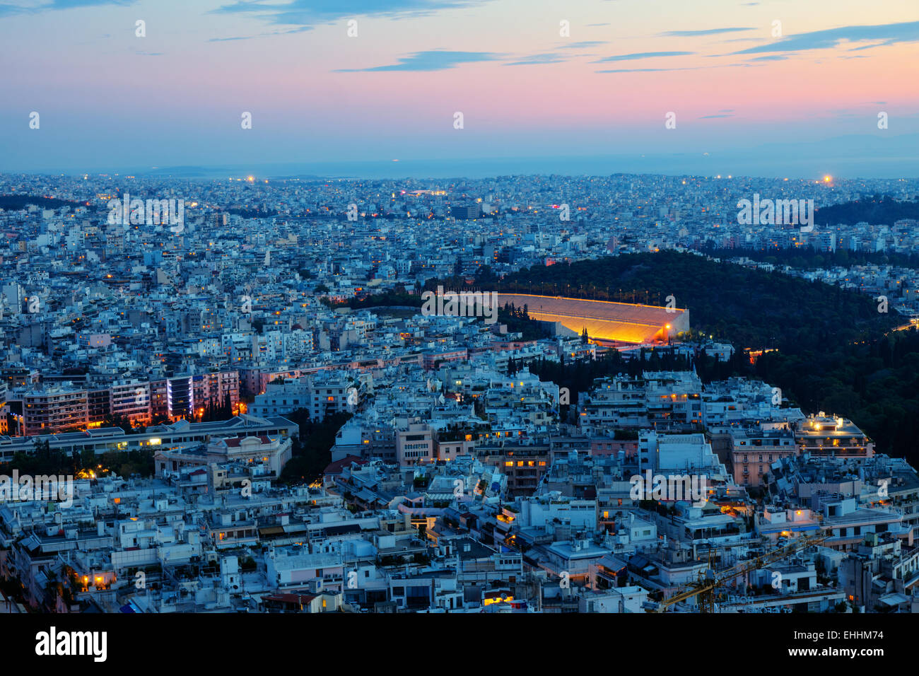 Athènes avec l'ancien stade olympique Banque D'Images