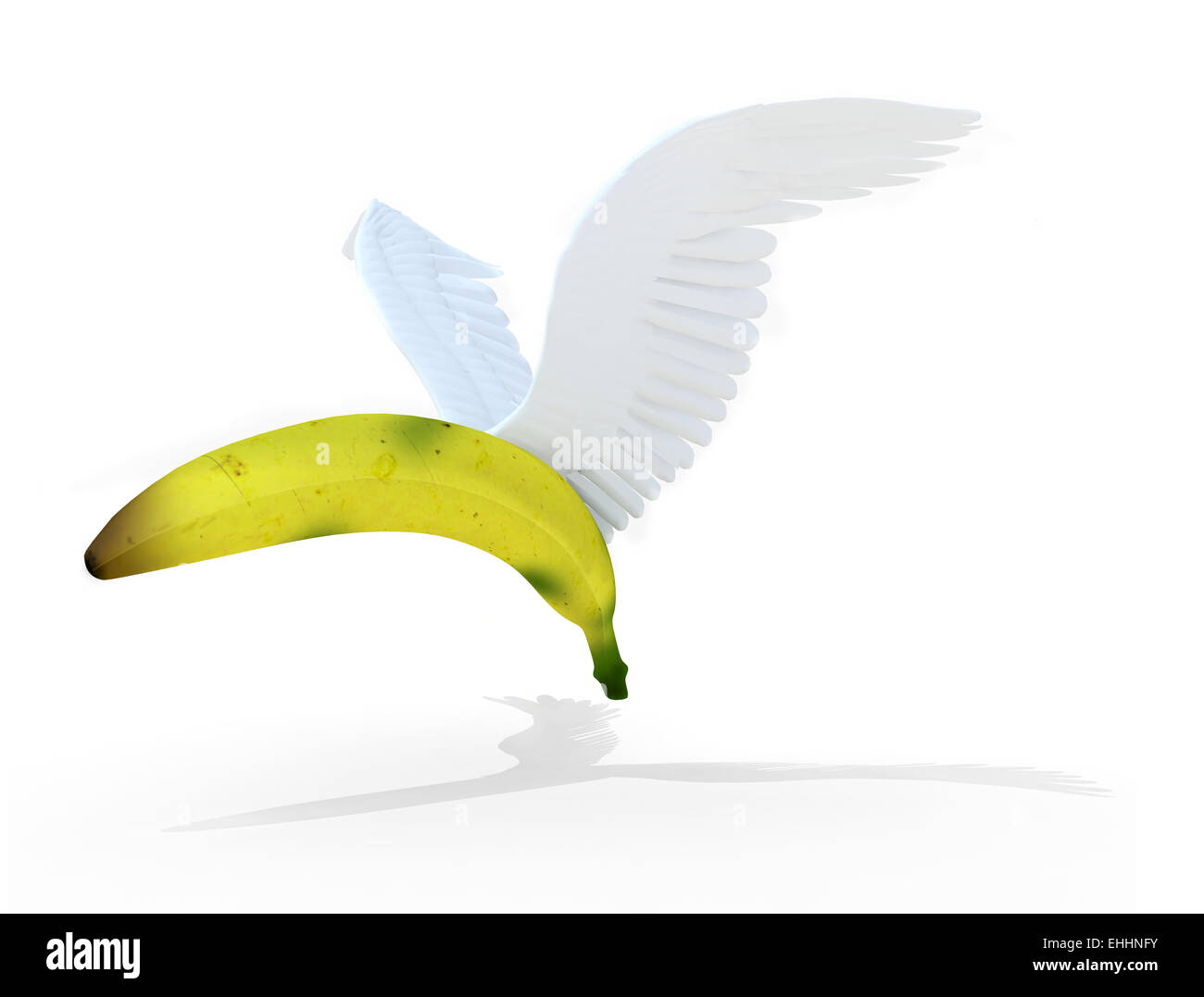 Banana avec bird wings flying, 3d illustration Banque D'Images