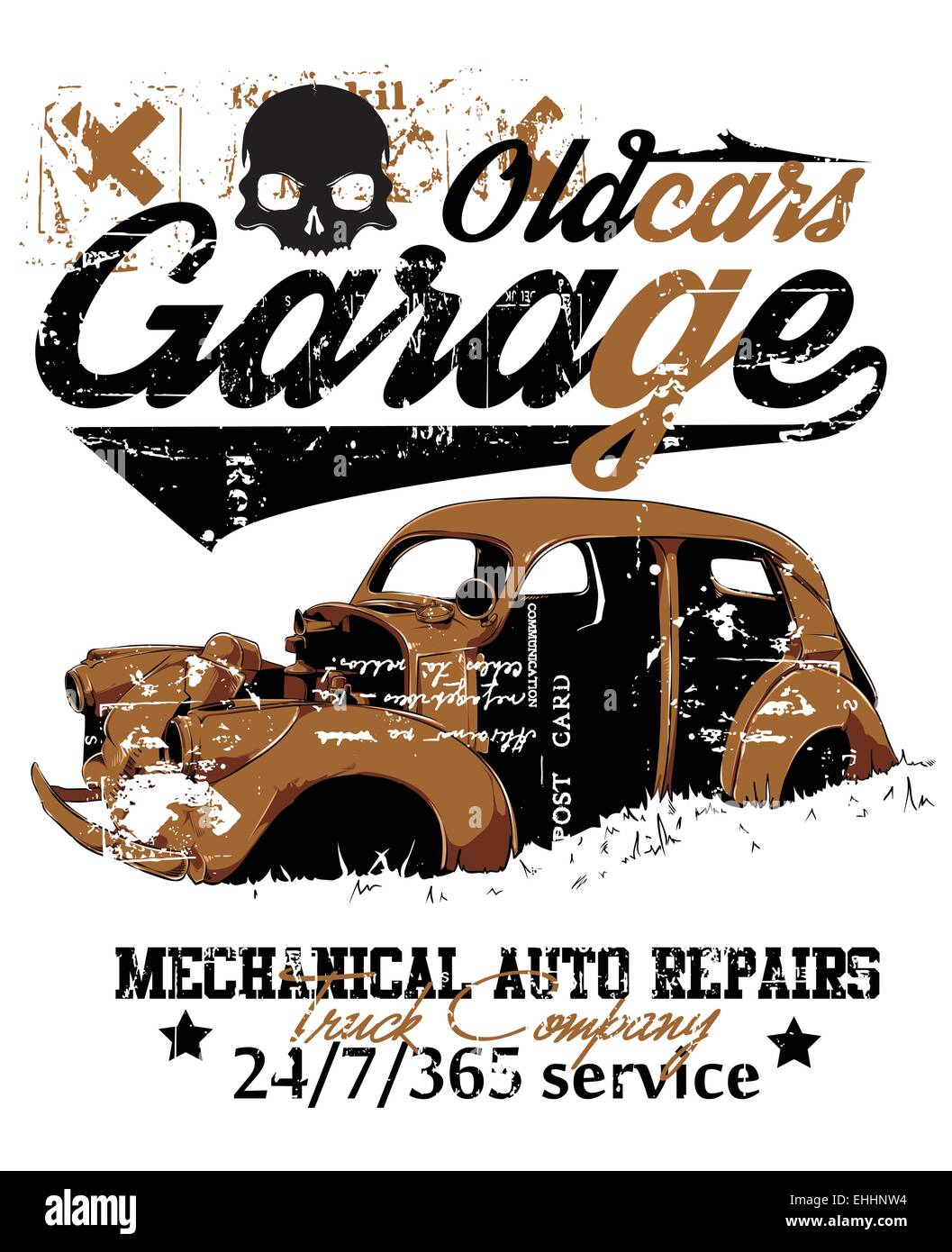 Garage pour voitures anciennes Illustration de Vecteur