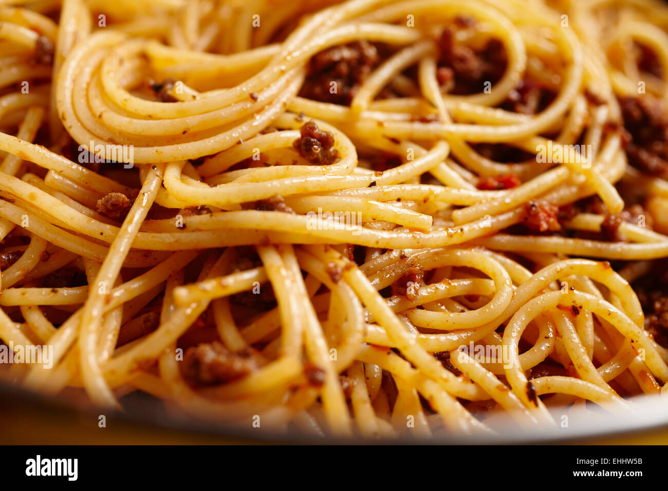 Spaghetti avec un Italien du Nord (Piemontese style) sauce à la viande. Banque D'Images