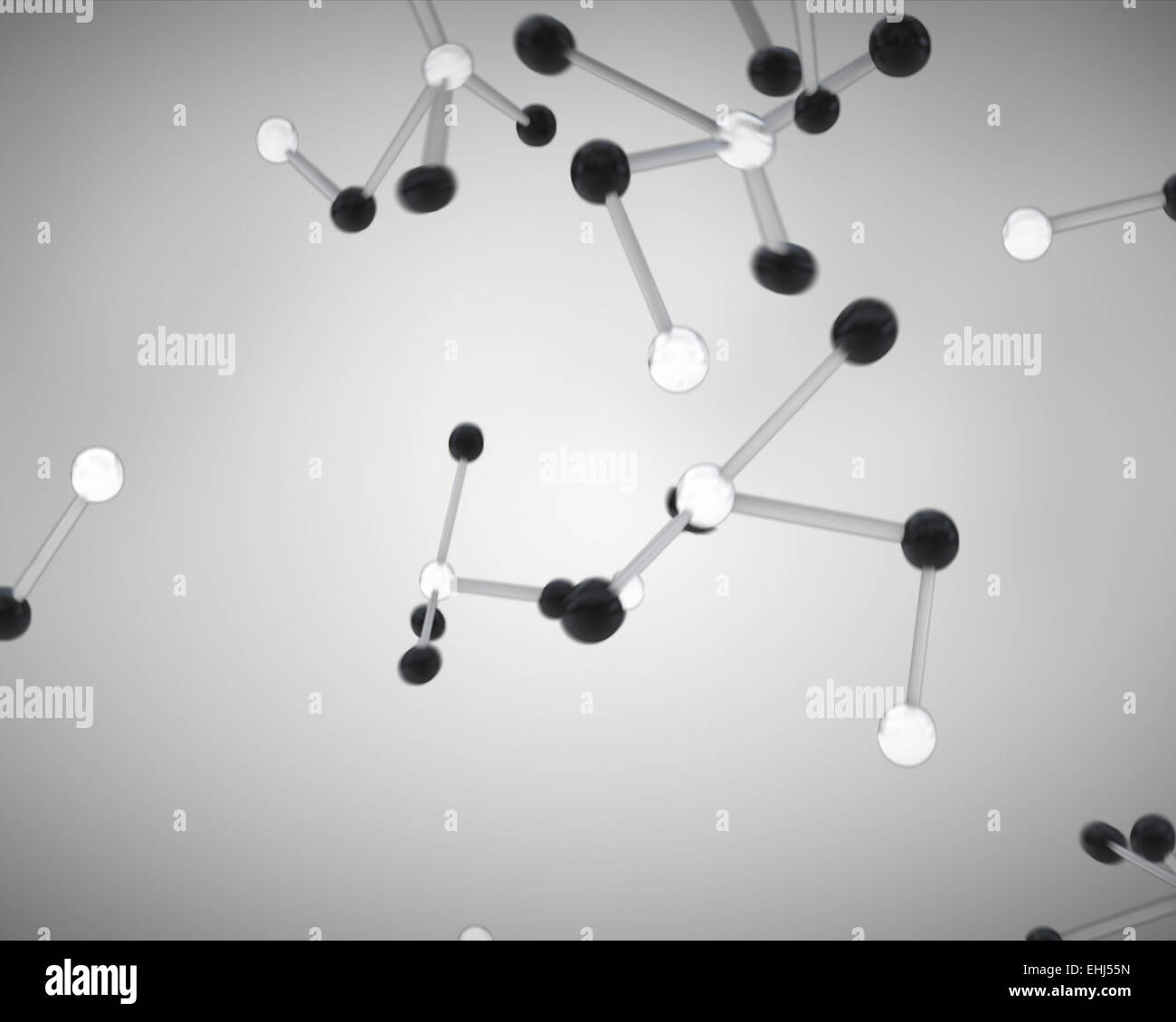 Les cellules de molécule en noir et blanc Banque D'Images