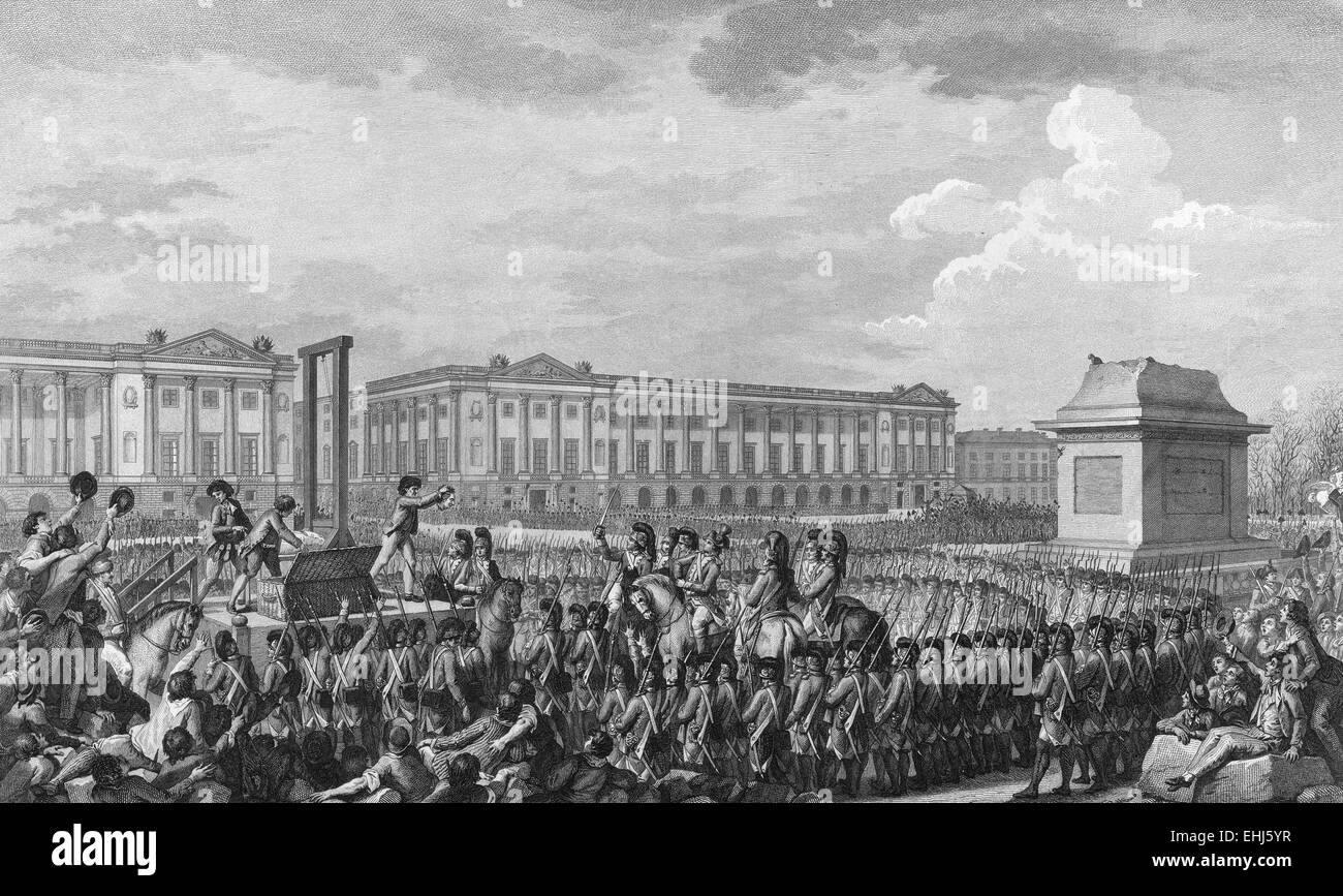 L'exécution de Louis XVI à la place de la Révolution, la France Banque D'Images
