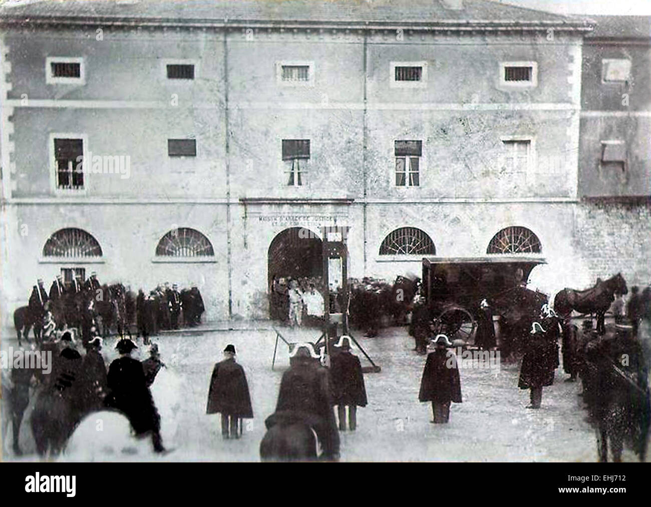Guillotining public de Pierre Vaillat à Lons-le-Saunier, France Banque D'Images