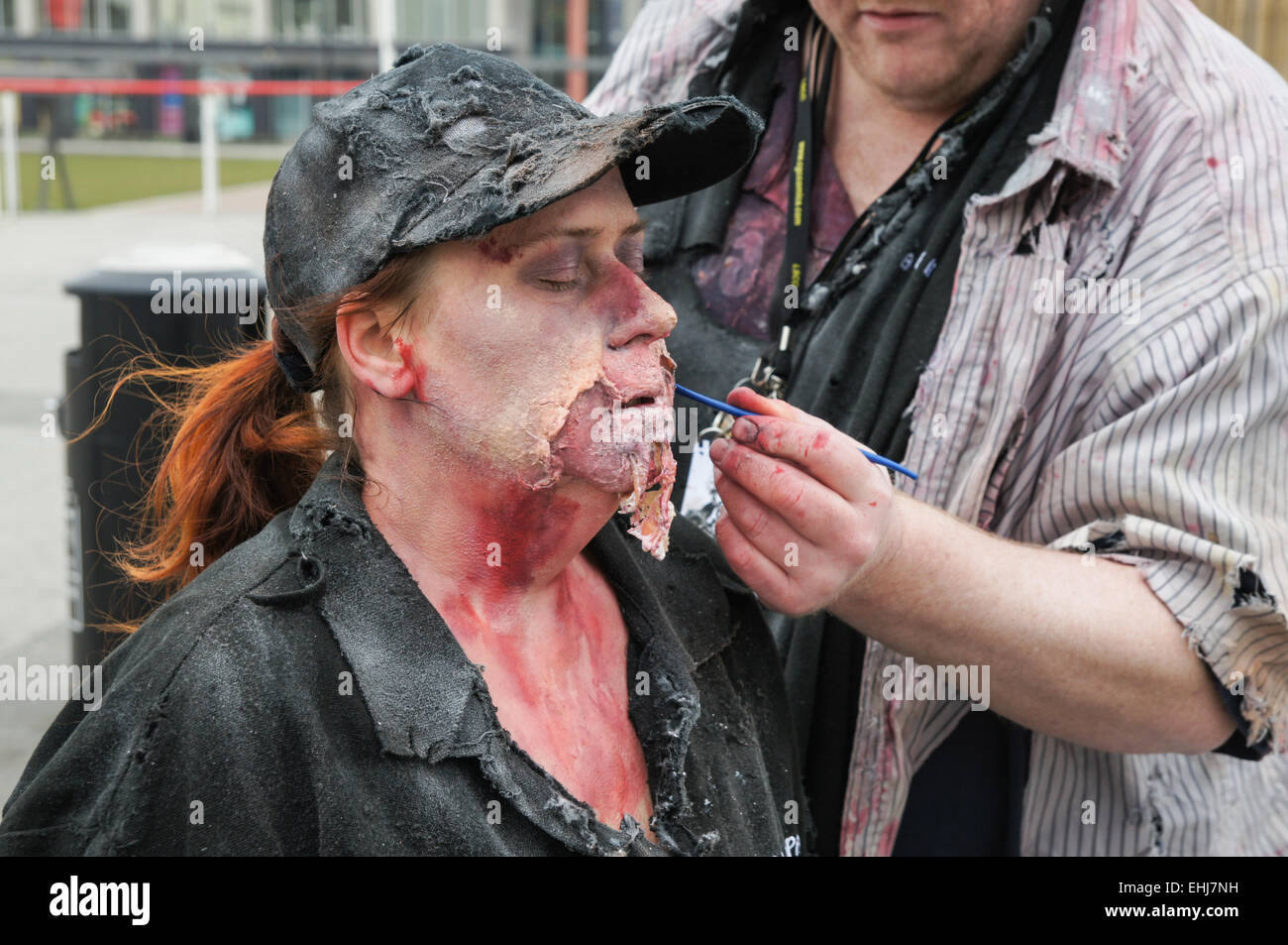 Bande dessinée et rassembler des fans de cosplay au centre Excel de Londres Super Comic Convention, Londres Angleterre Royaume-Uni UK Banque D'Images