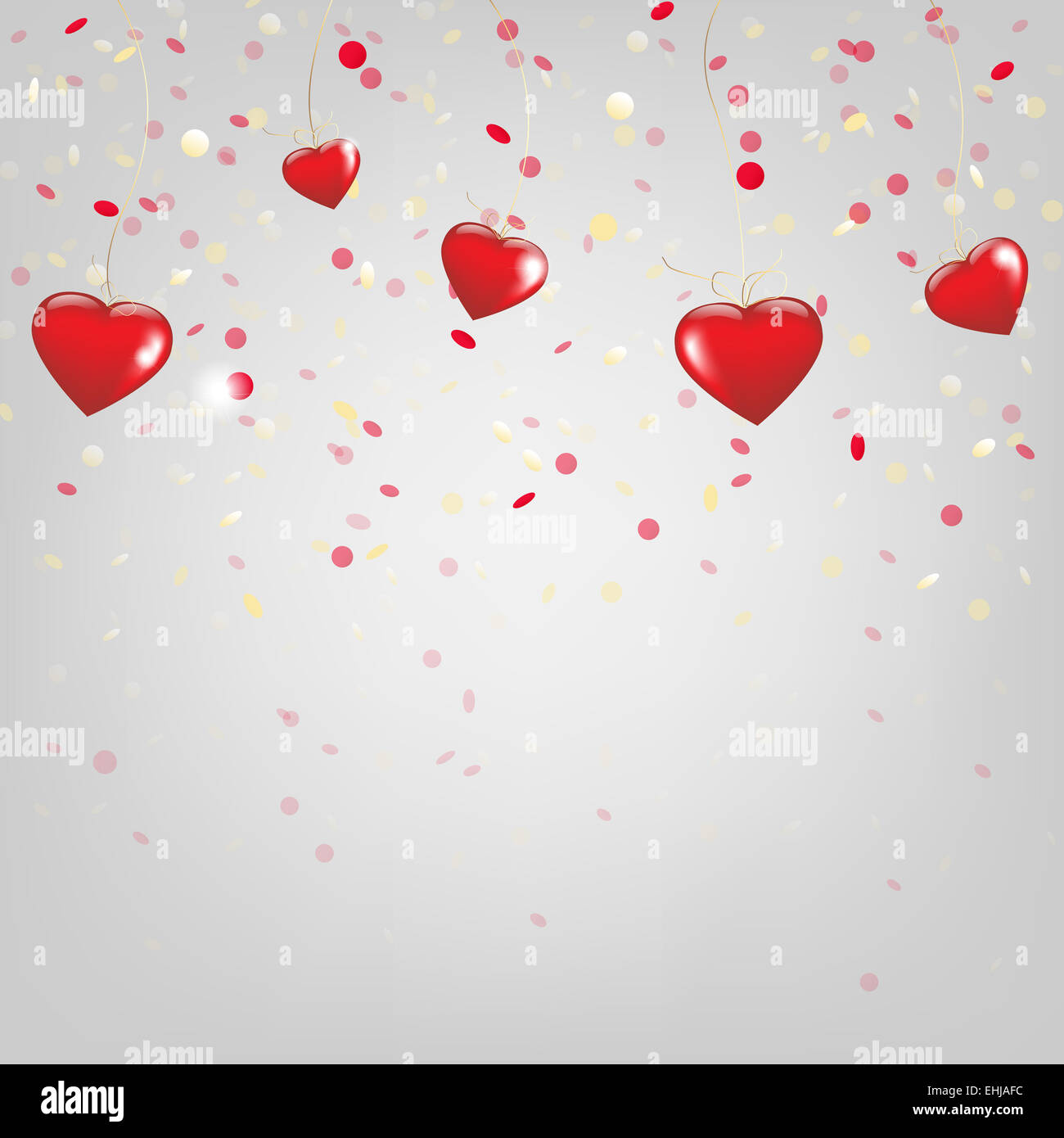 Happy Valentines Day Carte avec coeurs rouges Banque D'Images