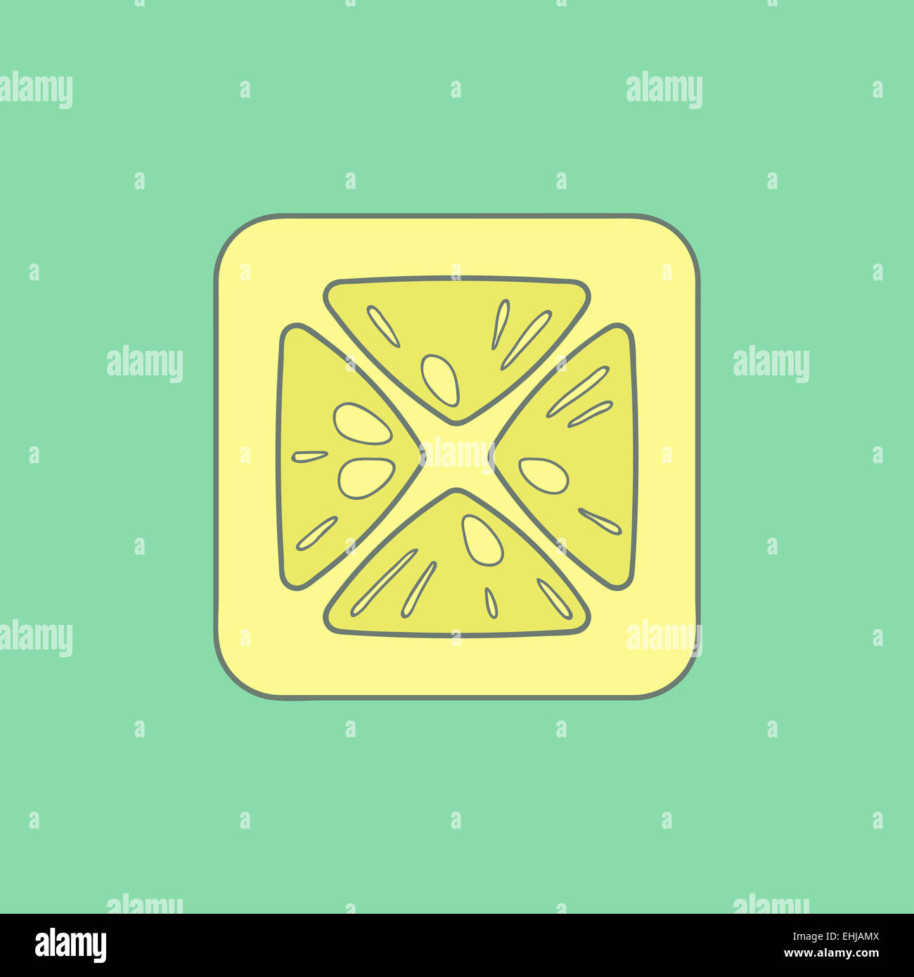 L'icône illustration stylisée télévision citron isolé sur fond couleur Banque D'Images