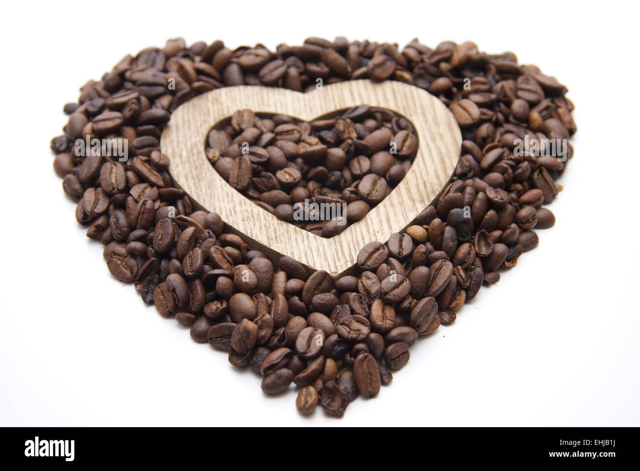 Grains de café dans le coeur Banque D'Images