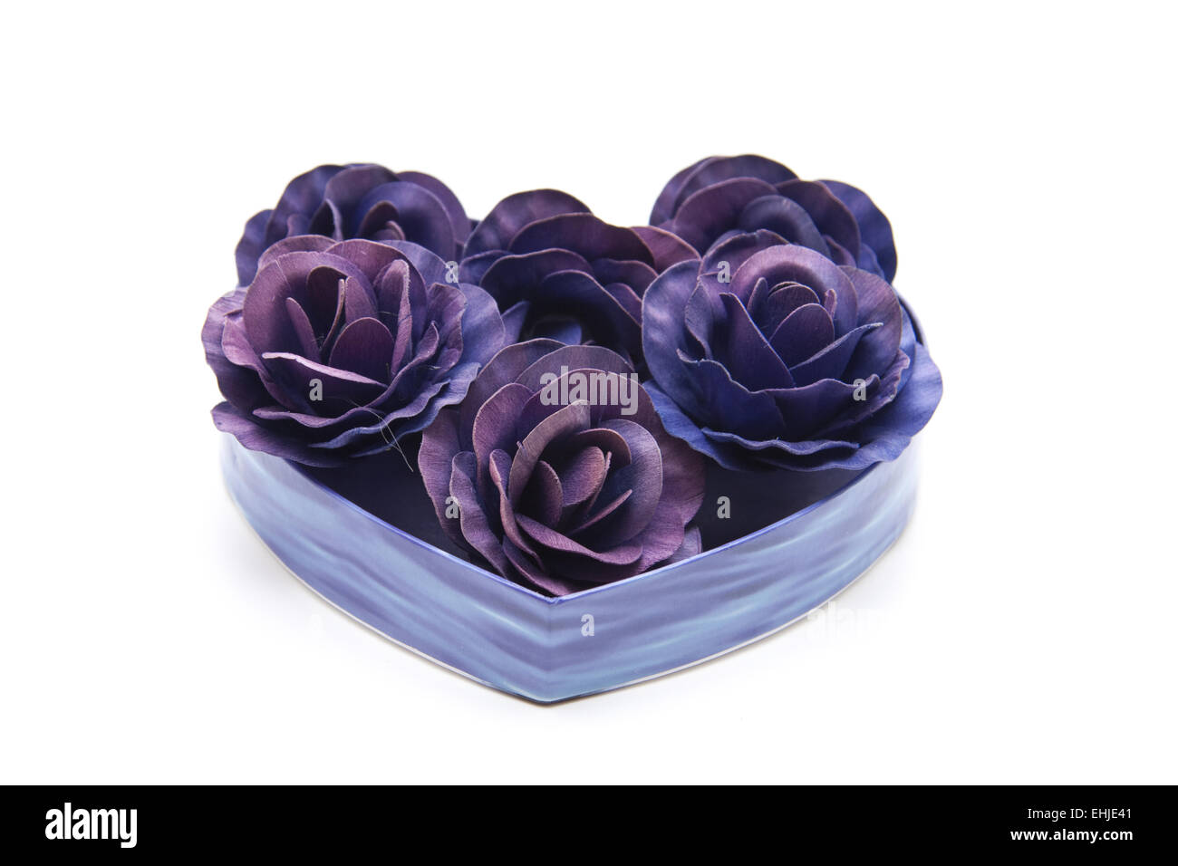 Rose bleu fleurs dans le coeur Banque D'Images