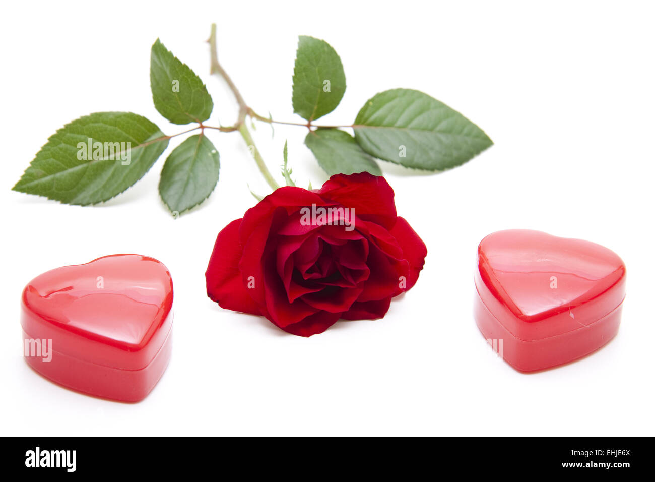 Rose rouge avec coeur Banque D'Images