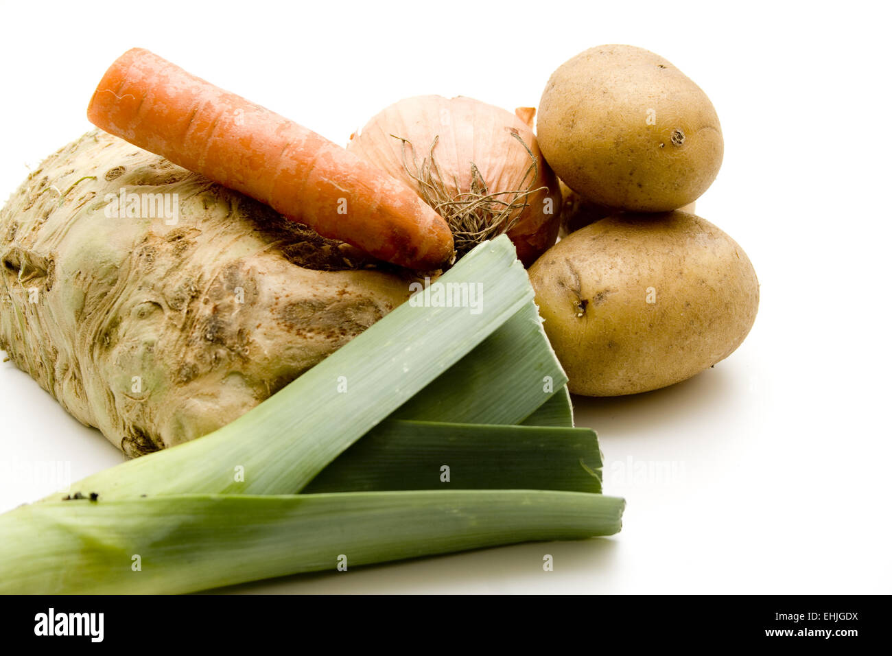 La carotte et le poireau et les pommes de terre Photo Stock - Alamy