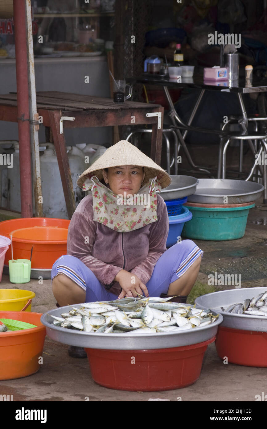 Scène de marché,les poissons,fournisseurs,Phu Quoc, Vietnam,Asie, Banque D'Images