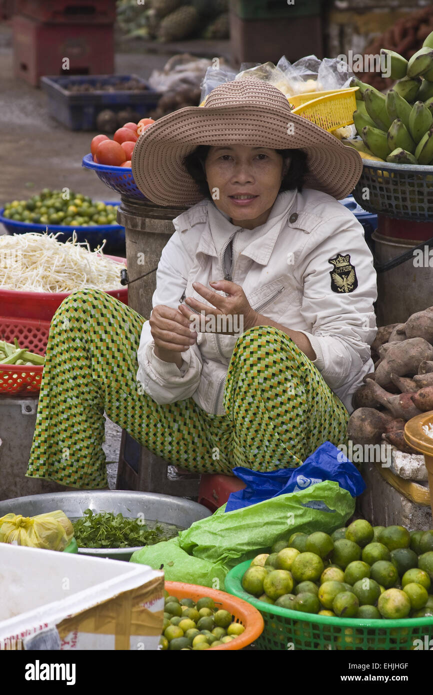 Scène de marché, vegetablevendors,Phu Quoc, Vietnam,,Asi Banque D'Images