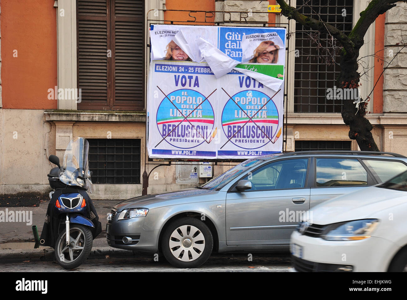 Affiche électorale de Belusconi en Rom Banque D'Images