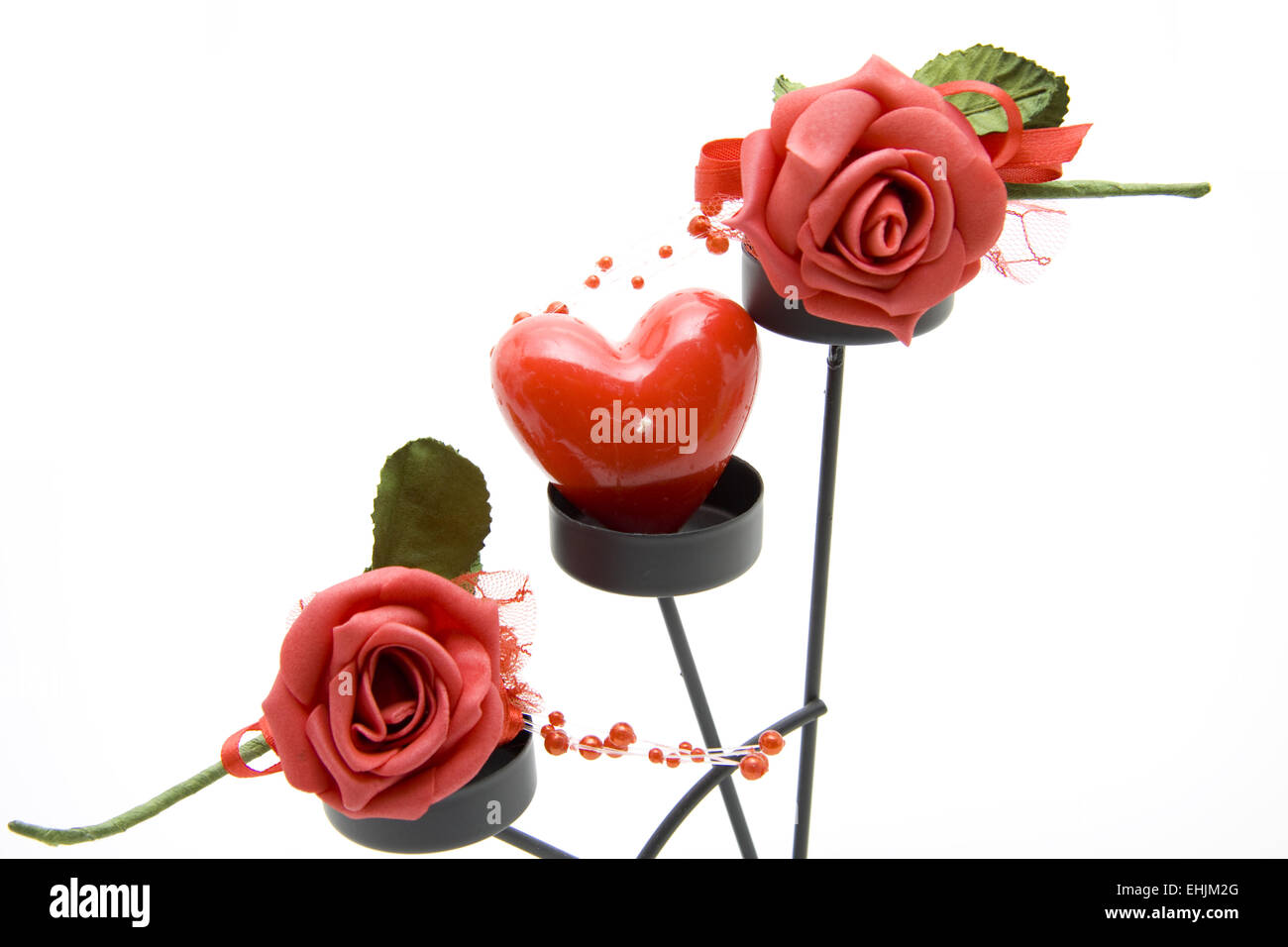 Coeur avec roses rouges Banque D'Images
