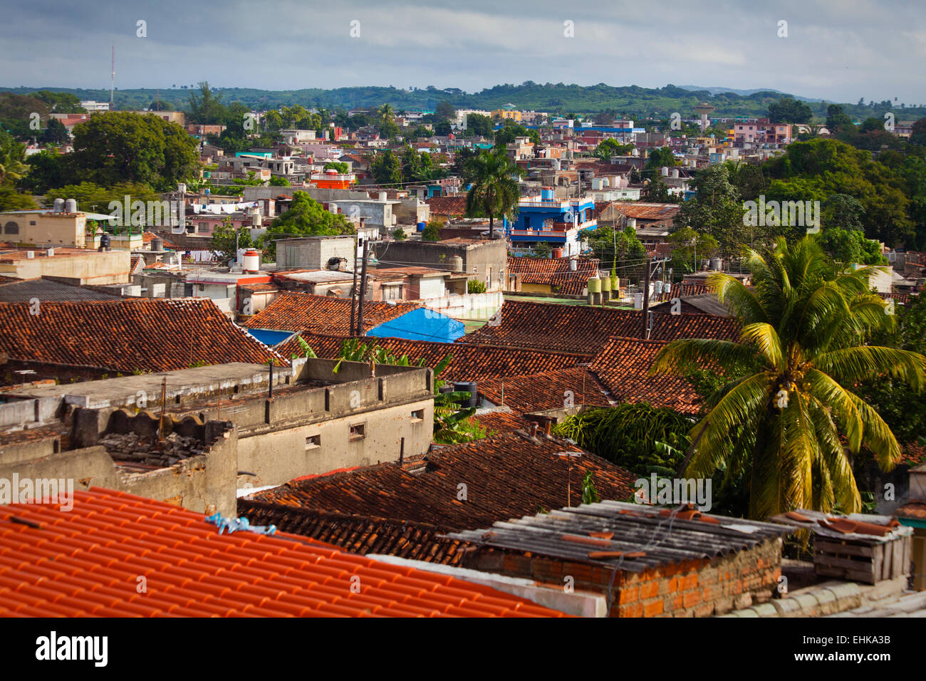 Toits à Sancti Spiritus, Cuba Banque D'Images