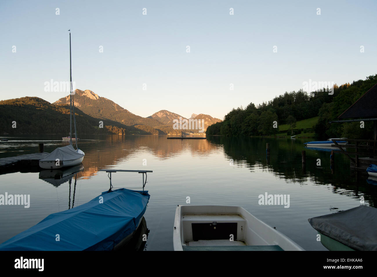 Sonnenuntergang am Schloss Fuschl, Salzkammergut, Autriche Banque D'Images